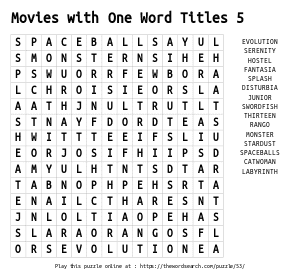 Word Search on Movies with One Word Titles 5