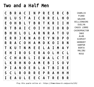 Word Search on Two and a Half Men