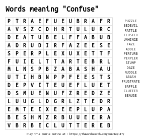 Word Search on Words meaning "Confuse"